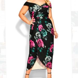 City Chic Clementine Dress - Black Floral